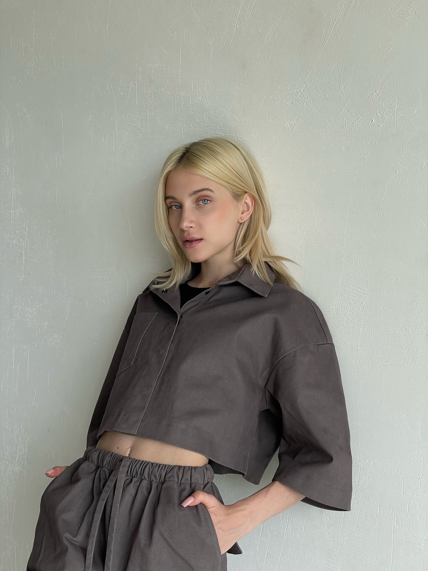 Сорочка cropped anthracite