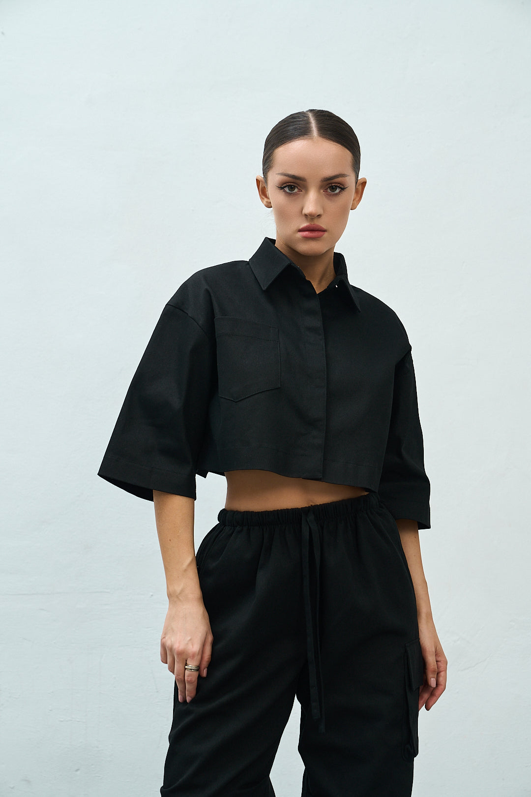 Сорочка cropped black