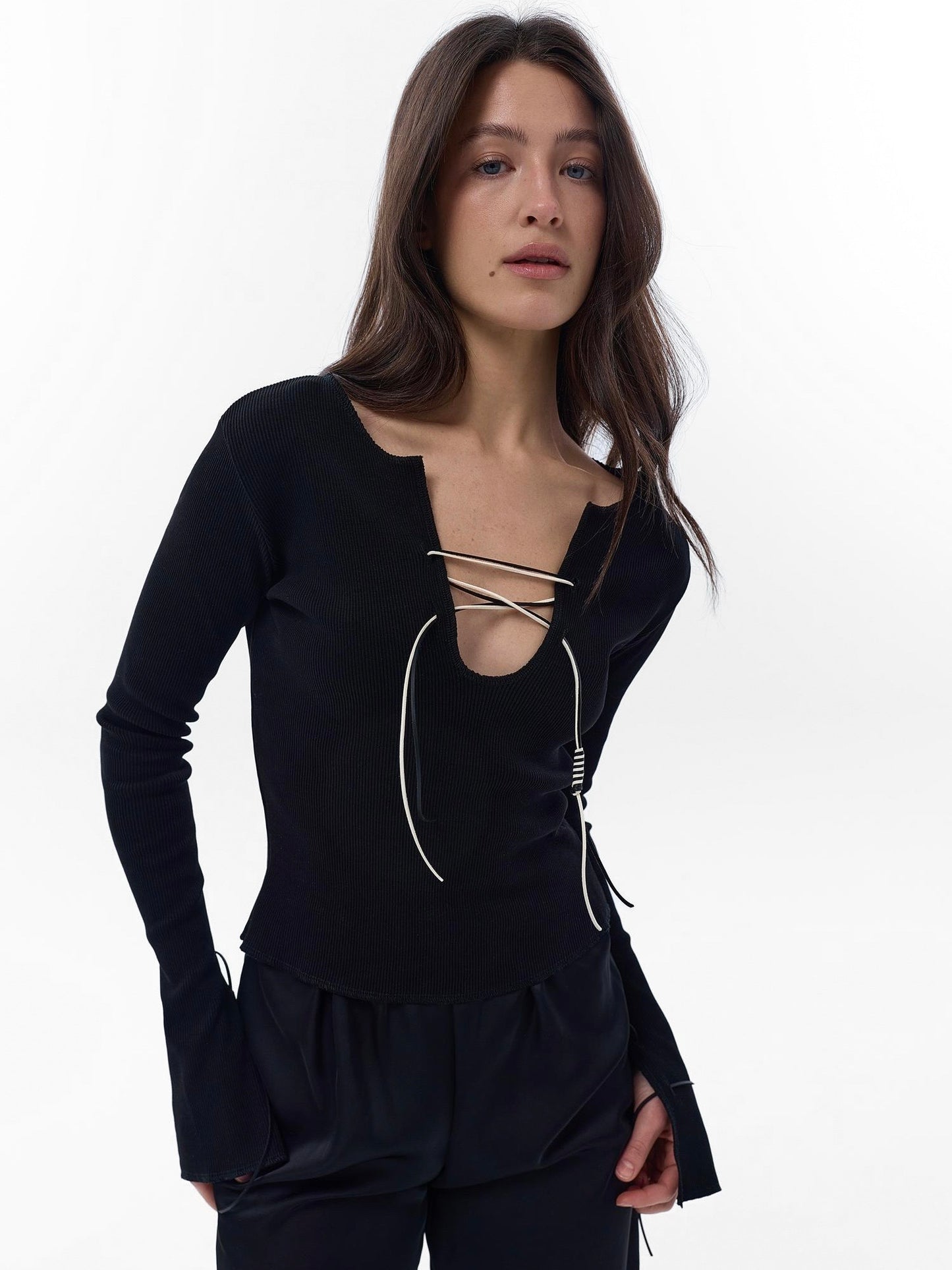 Лонгслів rib black