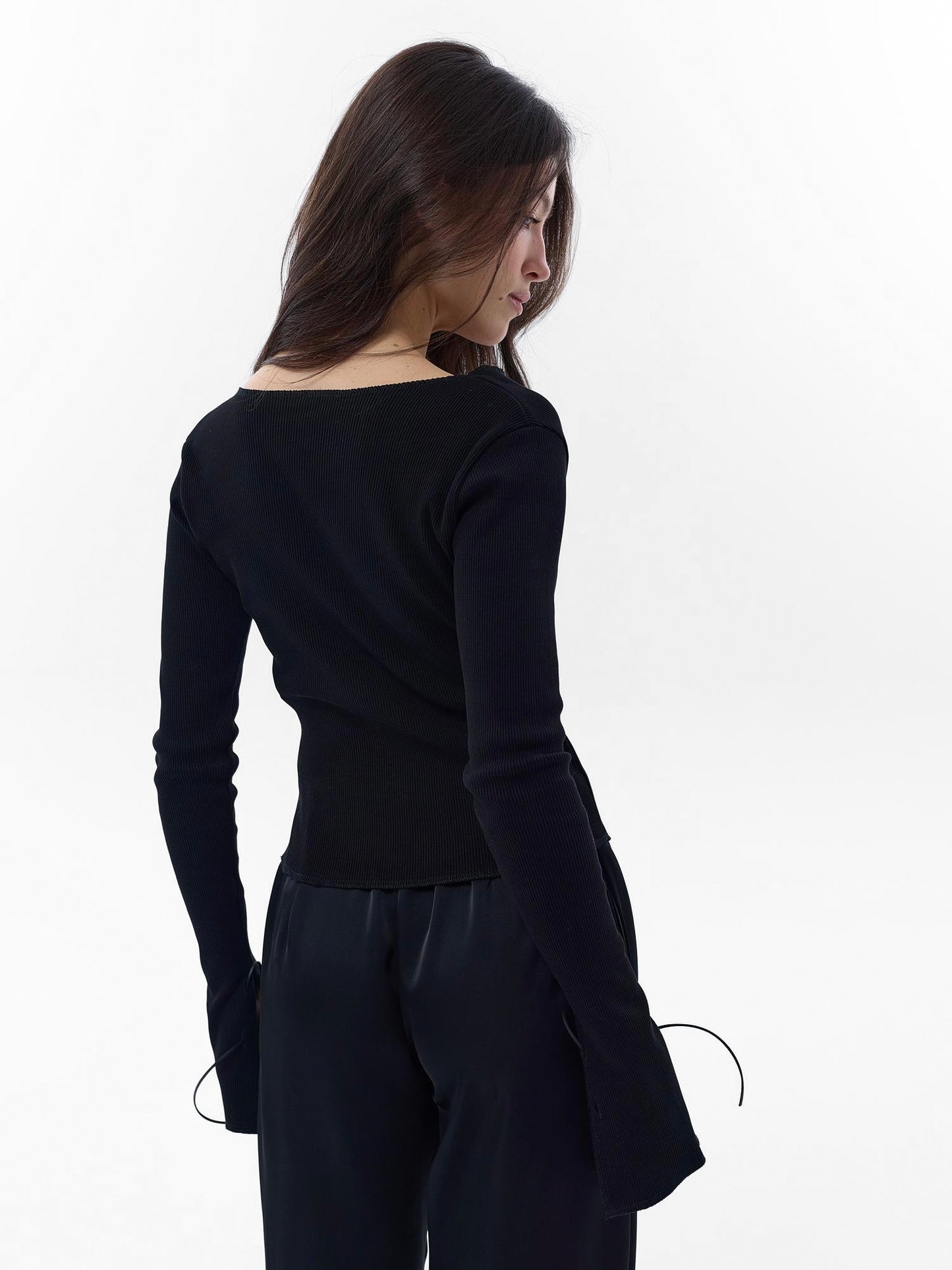 Лонгслів rib black