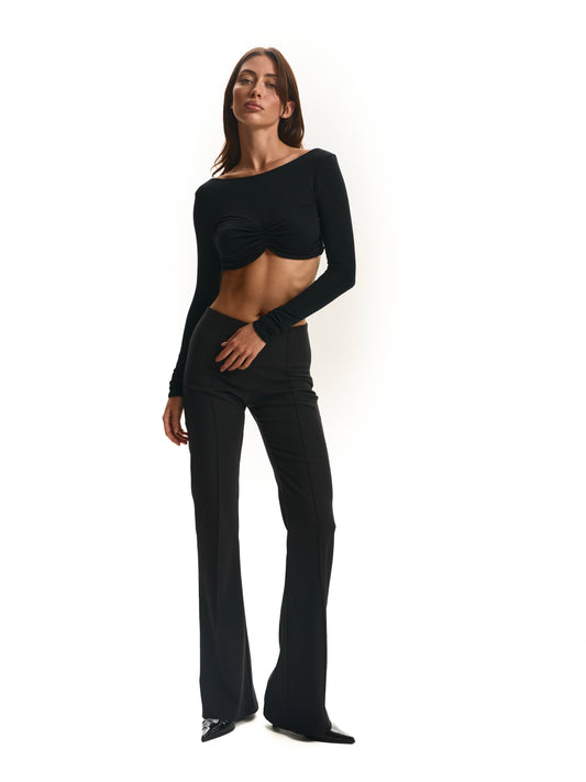 Лонгслів cropped black