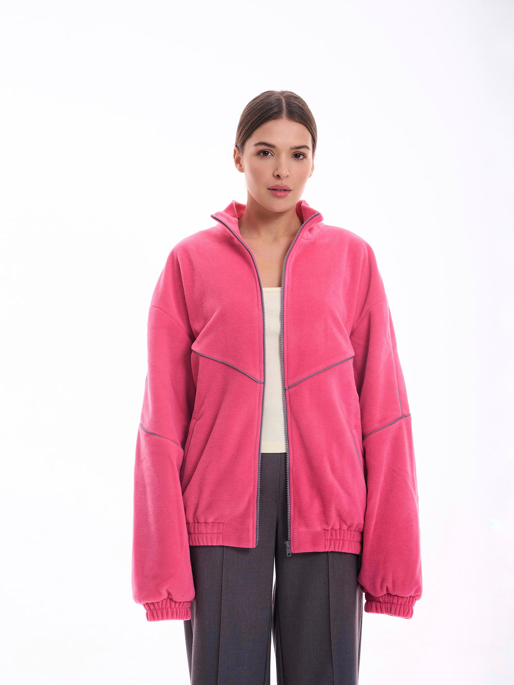 Бомбер fleece hot pink